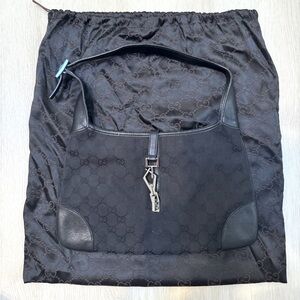 Gucci Black GG Canvas Jackie Shoulder Bag